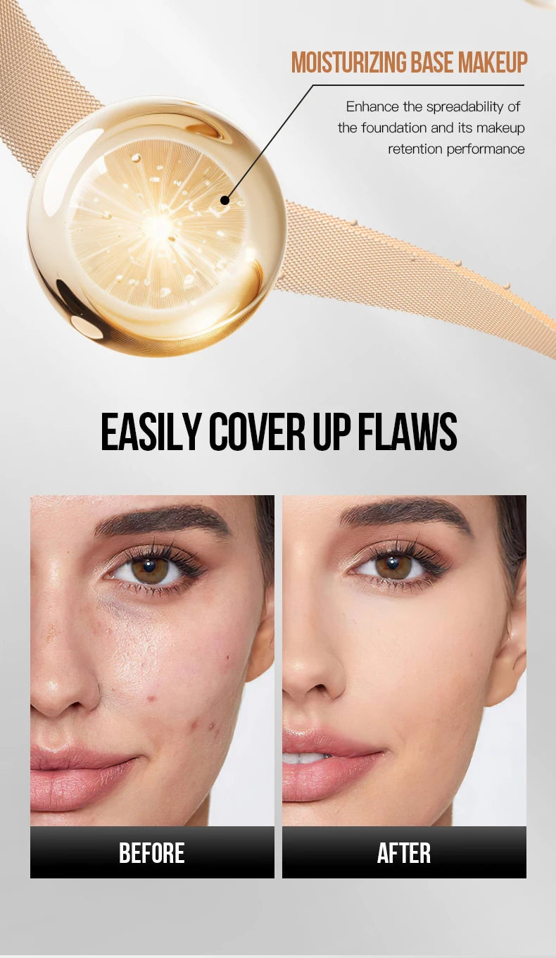 Life Girls Double-Headed Foundation Stick with Brush Long-Lasting Concealer Moisturizer Easy to Smudge Natural Matte Nude Makeup