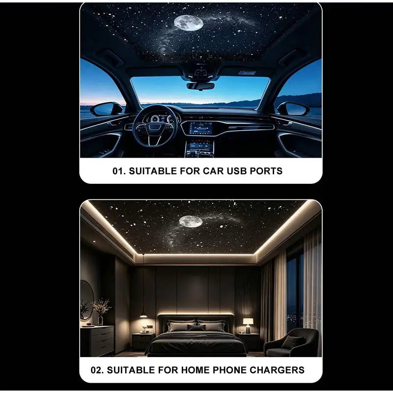 New HD Smart Starry Sky Projector Night Light USB Plug And Play 360° Adjustable Galaxy Atmosphere Lamp For Car Interior Bedroom
