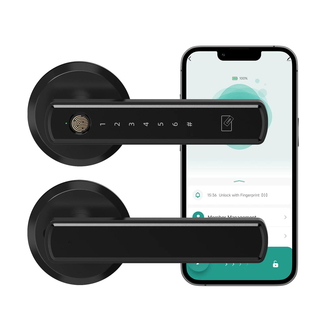 Viladepot Smart Lock Fingerprint, Passcode, Card, App Control, Type-C Emergency Power, Indoor Door Lock