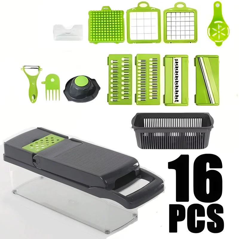 Multifunctional Portable Kitchen Chopper Vegetable Shredder Slicer, Potato Carrot Grater, Fruit Veggie Home Food Processor