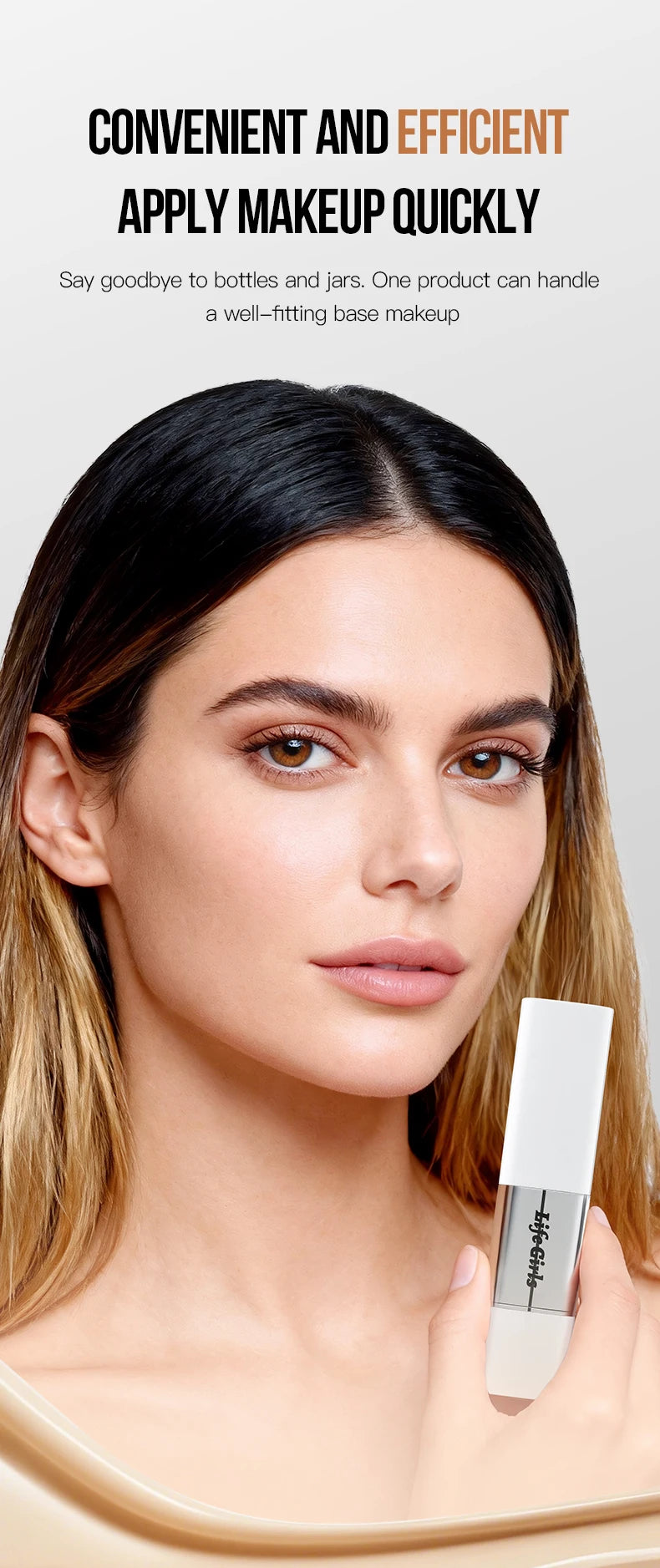 Life Girls Double-Headed Foundation Stick with Brush Long-Lasting Concealer Moisturizer Easy to Smudge Natural Matte Nude Makeup
