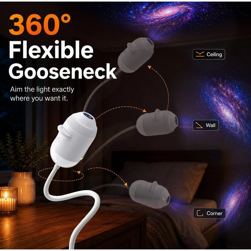 New HD Smart Starry Sky Projector Night Light USB Plug And Play 360° Adjustable Galaxy Atmosphere Lamp For Car Interior Bedroom