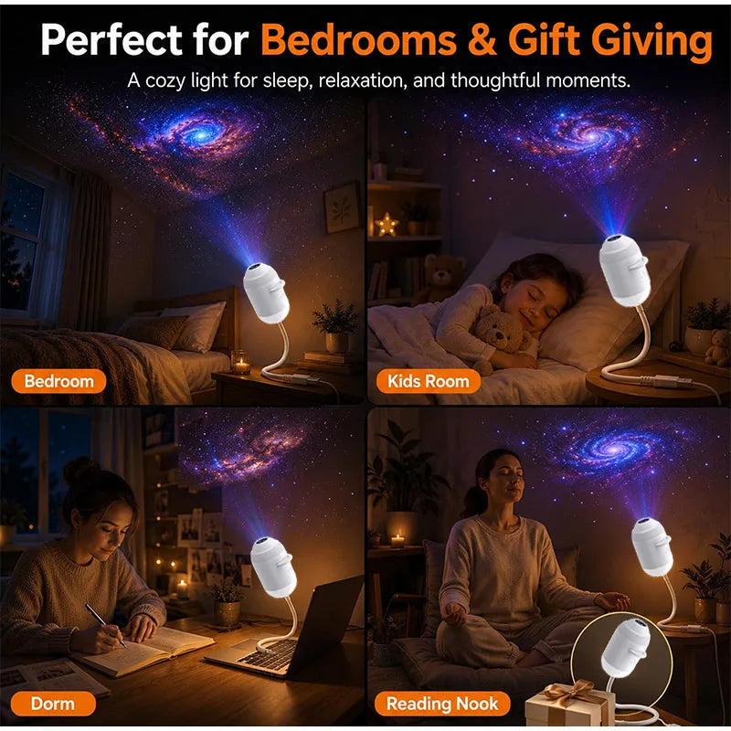 New HD Smart Starry Sky Projector Night Light USB Plug And Play 360° Adjustable Galaxy Atmosphere Lamp For Car Interior Bedroom