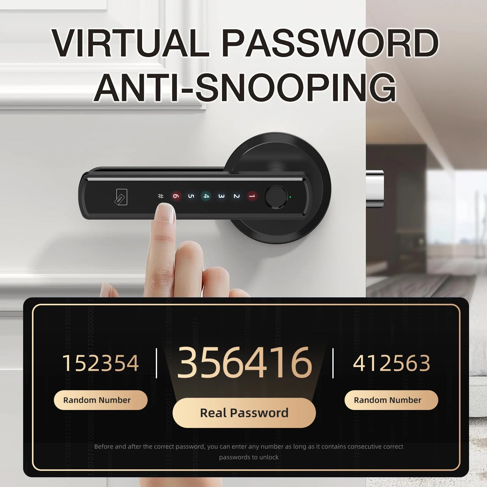 Viladepot Smart Lock Fingerprint, Passcode, Card, App Control, Type-C Emergency Power, Indoor Door Lock
